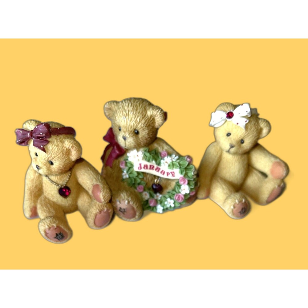 Enesco Cherished Teddies Lot 3 January Sparkles Birthstone Bears 1996, 98, 2003